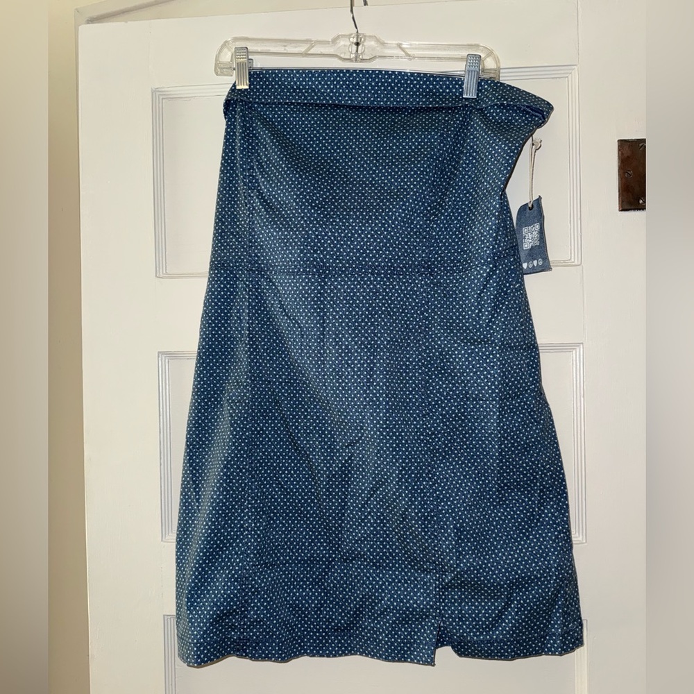 American Eagle Aerie dot strapless denim dress